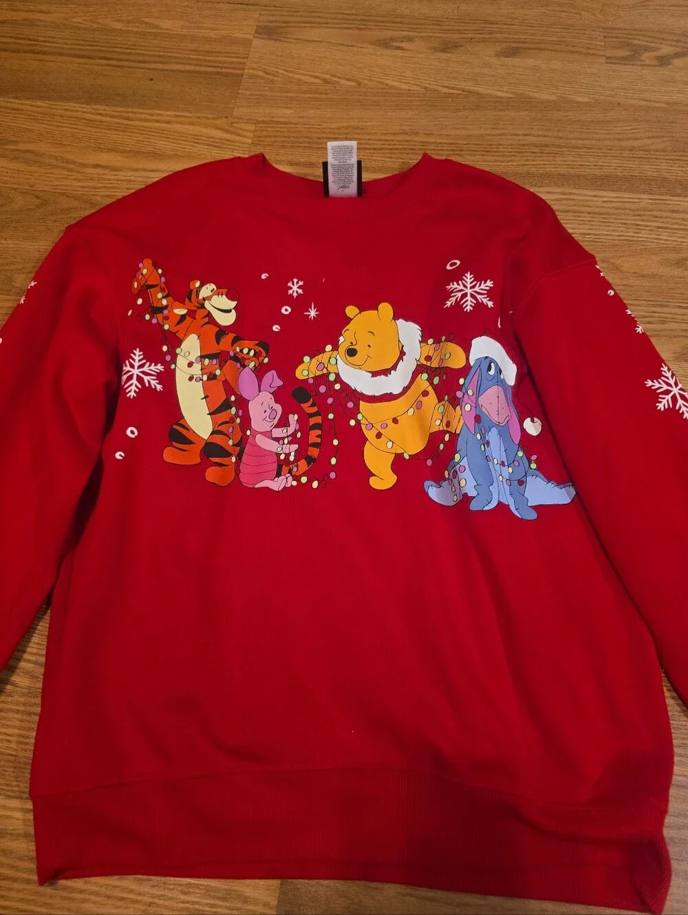 Disney Red Winnie the Pooh Christmas Crewneck Sweater